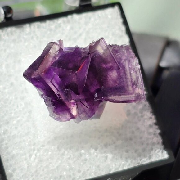 Purple Fluorite ✦ Raw Cube Crystal ✦ 16g Thumbnail Mineral Collector’s Piece - Picture 7 of 17